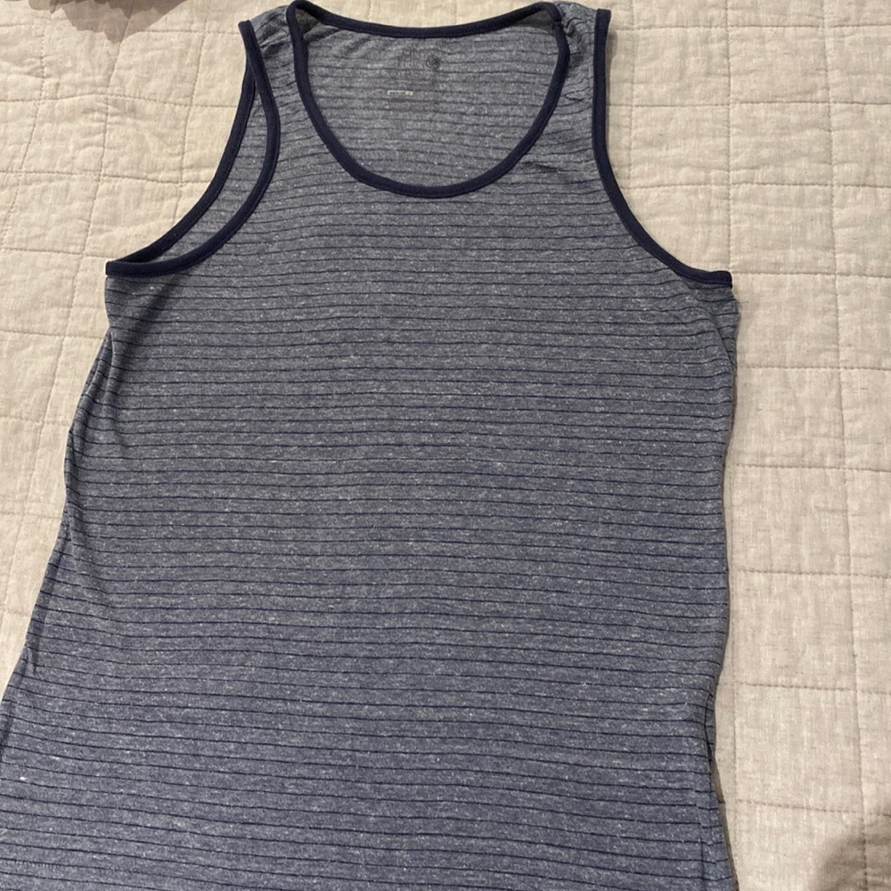 On the Byas blue striped tank top size medium